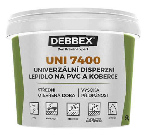 Doplnkový tovar - Den Braven Univerzálne disperzné lepidlo na PVC a koberce UNI 7400 ml biely gold