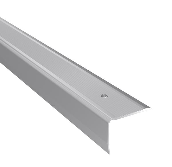 (908A124) Profil AL schodový 40x30 mm, elox Striebro A1, 2,4 m, skrutkovací, PS8 Arbiton (vhodný aj do exteriéru)
